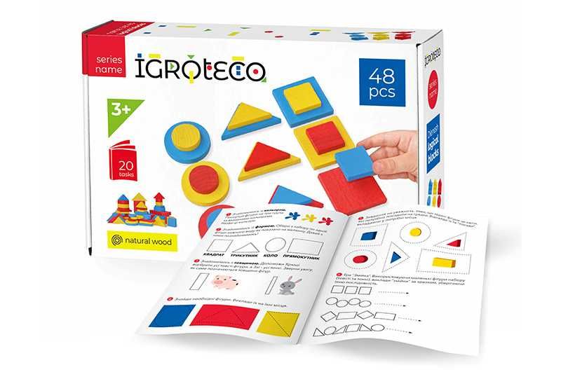 Дерев'яна розвиваюча гра "Логічні блоки Дьєнеша",НУШ 48 шт., Igroteco