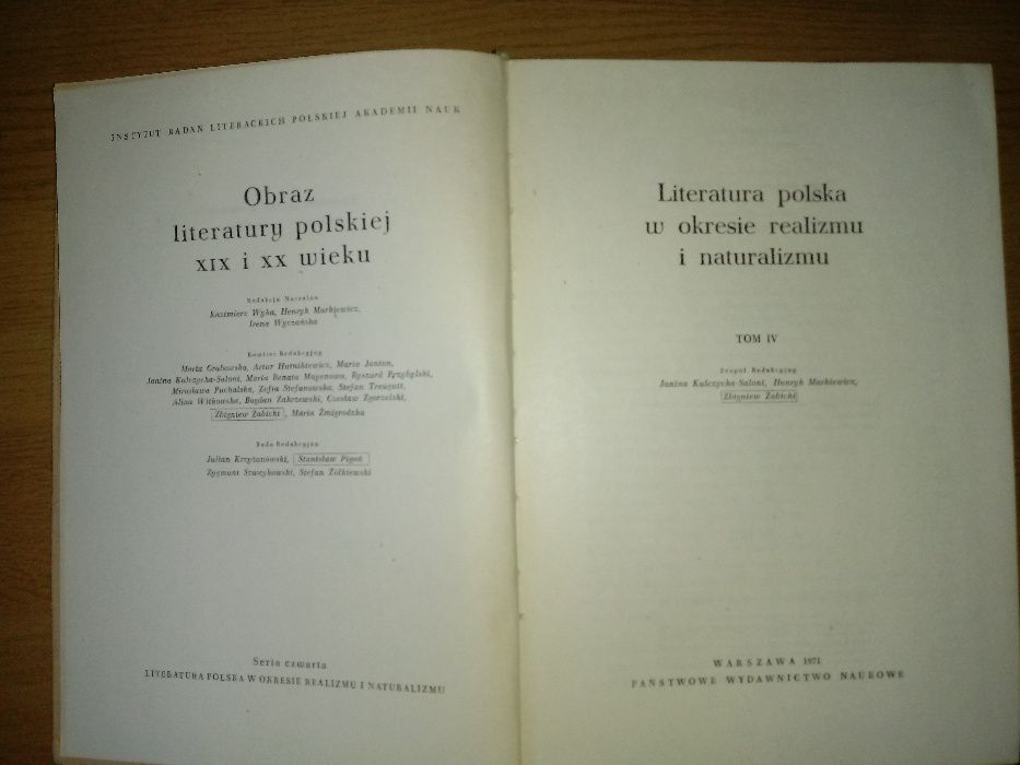 Literatura polska w okresie realizmu i naturalizmu tom 4