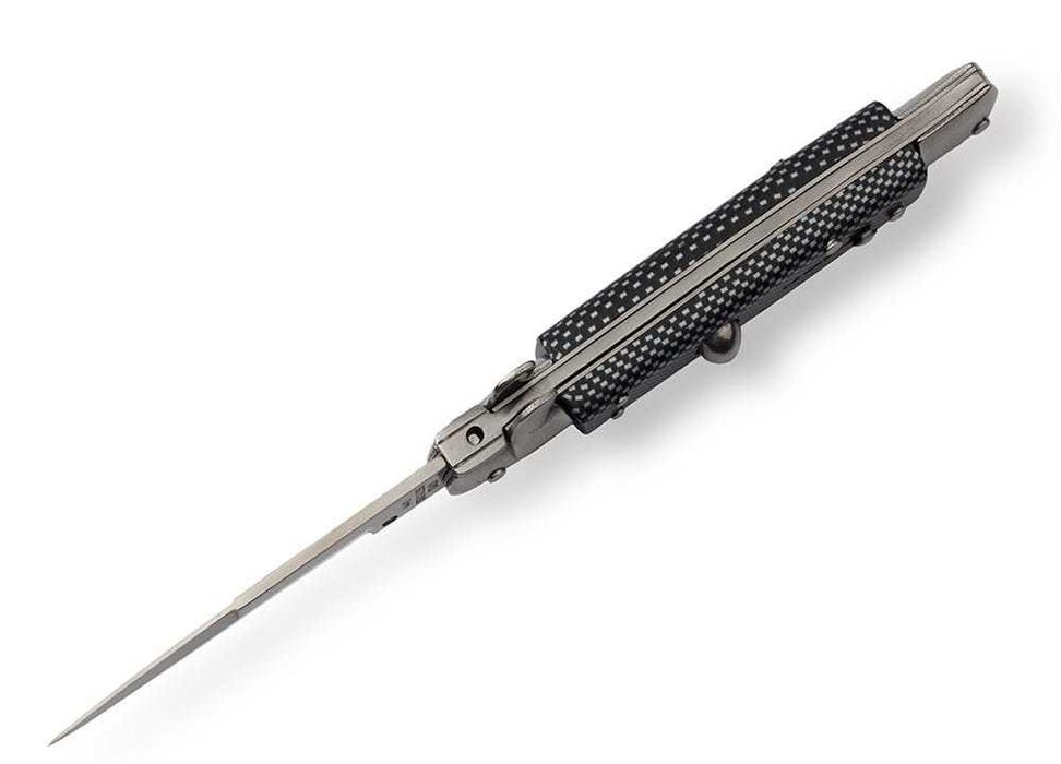 Nóż sprężynowy Italy N-530 carbon – sycylijka, stal 440, frame lock