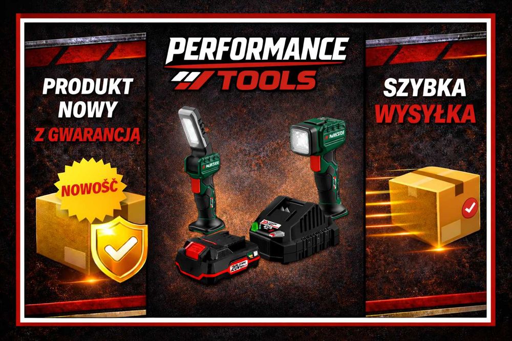 PARKSIDE X20V zestaw 2x lampa LED akumulator ladowarka NOWE