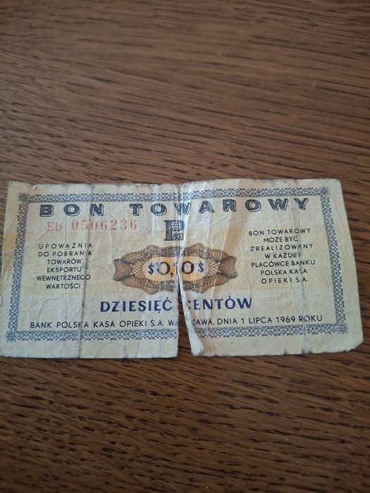 Bon towarowy dziesięć centów