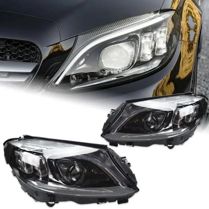 Mercedes-Benz W205 C180 C200 C260 C300 2014–2020 Reflektory Przednie LED DRL Projektor Komplet