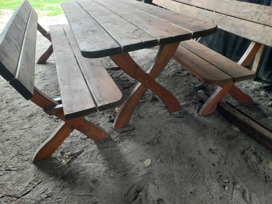 Meble ogrodowe z drewna, sosna, brzoza, ławka,  stół.