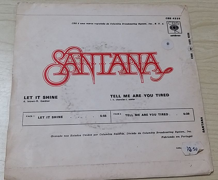 Vinil 45' Santana.