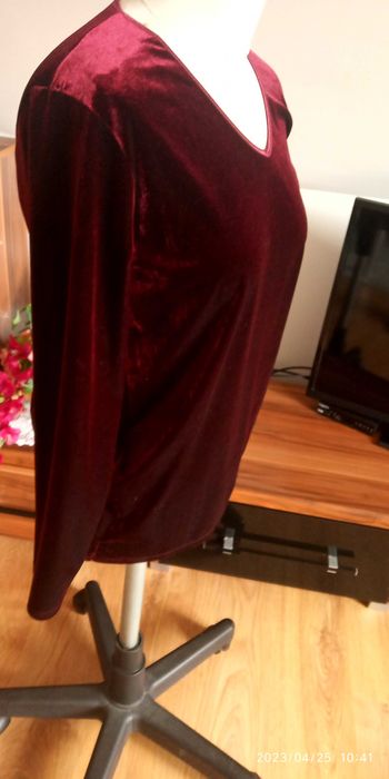 welurowa bluzka bluza sportowa bordo