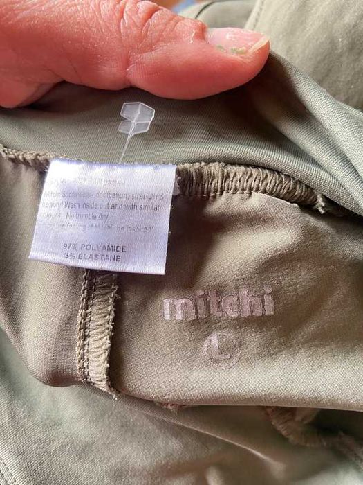 Xl 42 40 mitchi luzne lekkie spodnie dres alladynki khaki cienkie