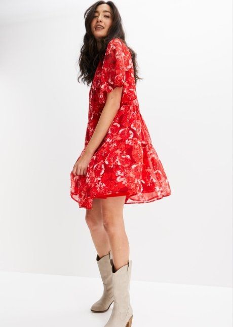 B.P.C. szyfonowa sukienka z nadrukiem r.40