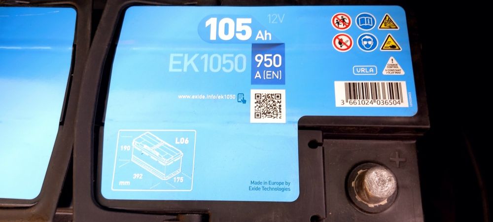 Akumulator EXIDE AGM STOP-START 12V 105Ah/950A, 26 m-cy, test