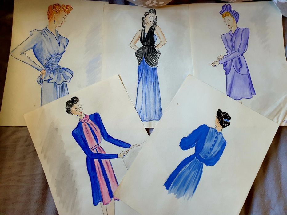 17 Fashion Sketches from the 1940s by French Designer J. Jaquet
