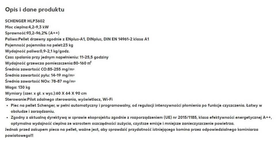 Piec na pellet SCHENGER HLP3602 9,3kW A++ W pełni automatyczny ECO+TIMER Czerwony