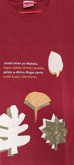 Bluzka top t-shirt nowa ccc M bordo krotki rękaw Red Bird