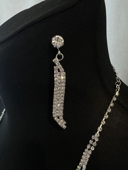 Kolia bizuteria zestaw kolczyki cyrkonie srebrne