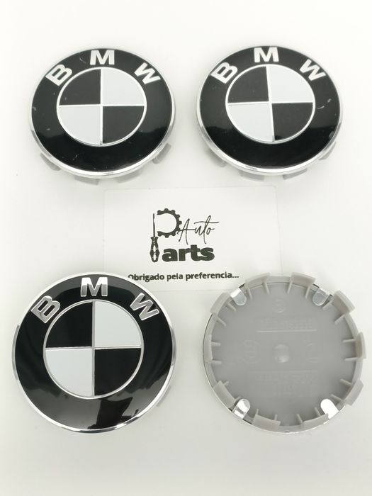 Centros de jante BMW 68mm Preto e Branco