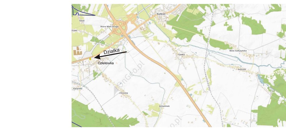 Sprzedam bezpośrednio działkę 1100 m2 w Człekówce gmina Kołbiel