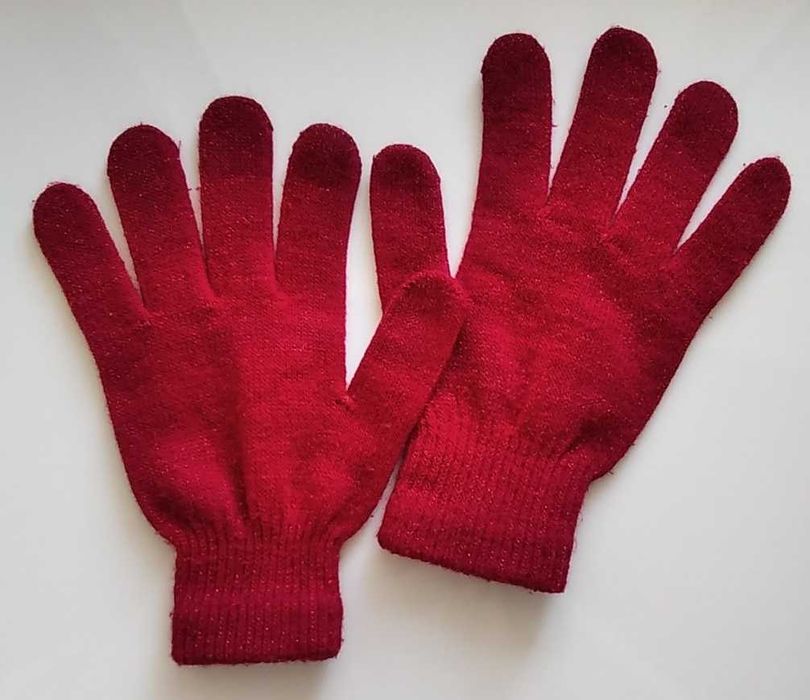 Перчатки детские 9-10 лет, вязаные, одинарные с люрексом