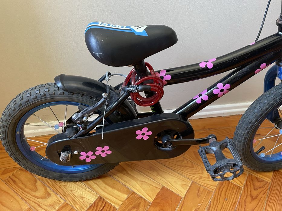 Bicicleta crianca 3-5 anos rush preta e rosa sport zone