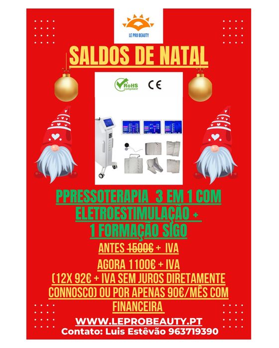 Pressoterapia digital 3 em 1 com eletroestimulação + Curso Dgert