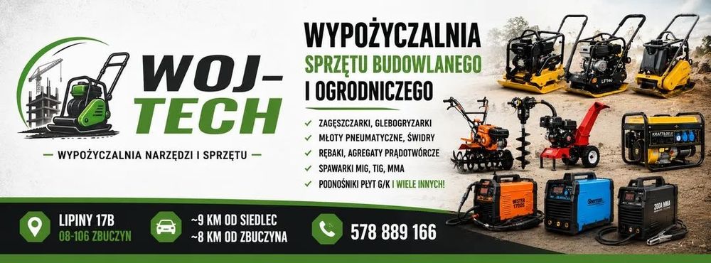 WYNAJEM zageszczarka, spawarka, młot,  glebogryzarka, rebak, wiertnica