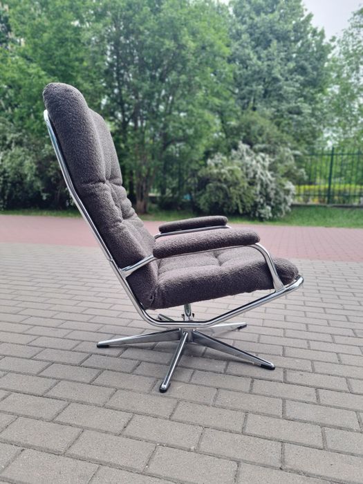 Fotel w chromie, obrotowy Bauhaus,mid-century lata 80 vintage design