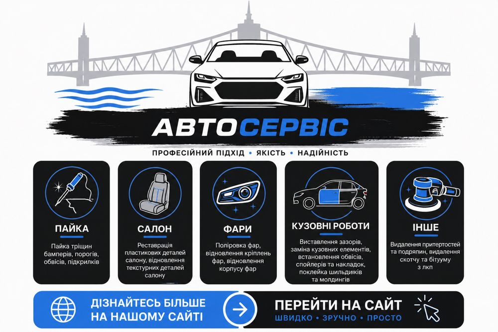 Фарбування,ремонт пластикових частин авто, пайка бамперів, полірування/лакування фар