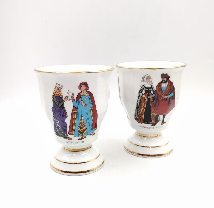 Puchary goblety kufel porcelanowy historyzm stroje epokowe antyk retro