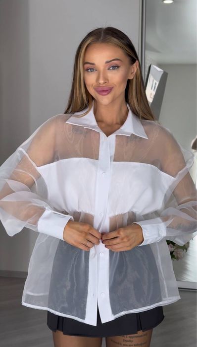 Женская прозрачная рубашка в стиле Zara Жіноча сорочка в стилі Зара