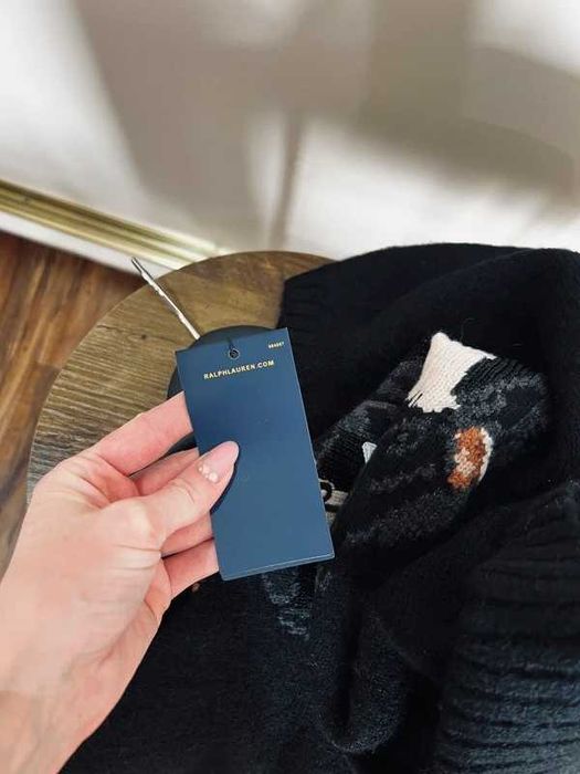 Czarny sweter z misiami RL Ralph Lauren