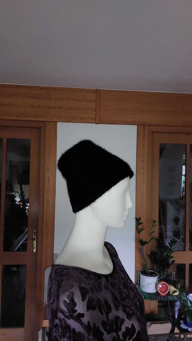 czarna czapka Åhléns alpaka wełniana ciepła beanie gothic rock premium
