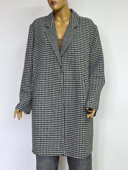 р. 3XL 4XL вовняне демі пальто в гусячу лапку жіноче великий розмір