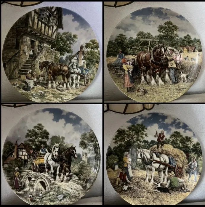 **Wedgwood Obraz Kolekcjonerski Talerz Angielska Porcelana Wieś Konie