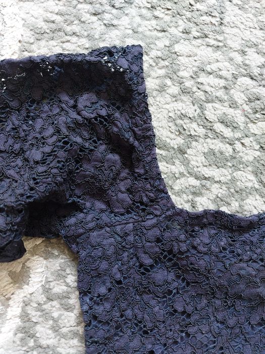 Granatowy koronkowy crop top, S, Zara