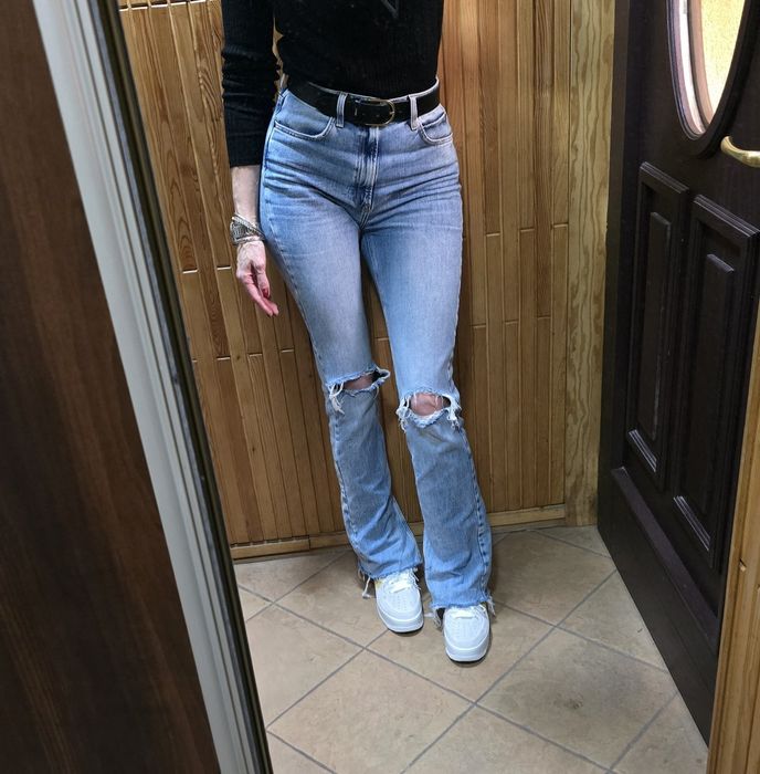 Jeansy spodnie Zara wysoki stan M szersze nogawki