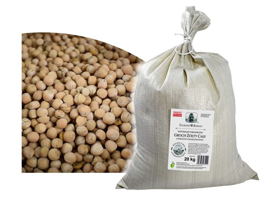 Groch Żółty Cały na Siew i Grochówkę Ekologiczny 20 KG