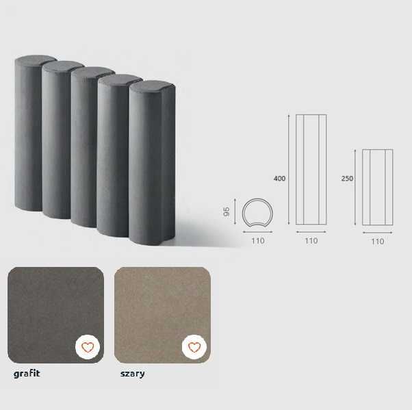 Palisada Okrągła 25cm 40cm grafit szara stopień murek oporowy opornik