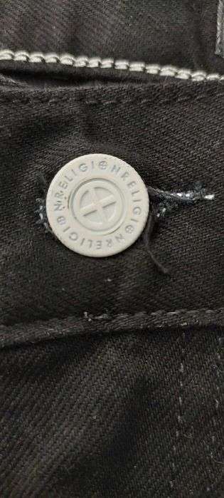 Bawełniane czarne spodnie jeansowe z dziurami  RELIGION, R. M