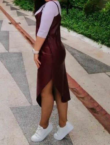 Кожаный сарафан-платье