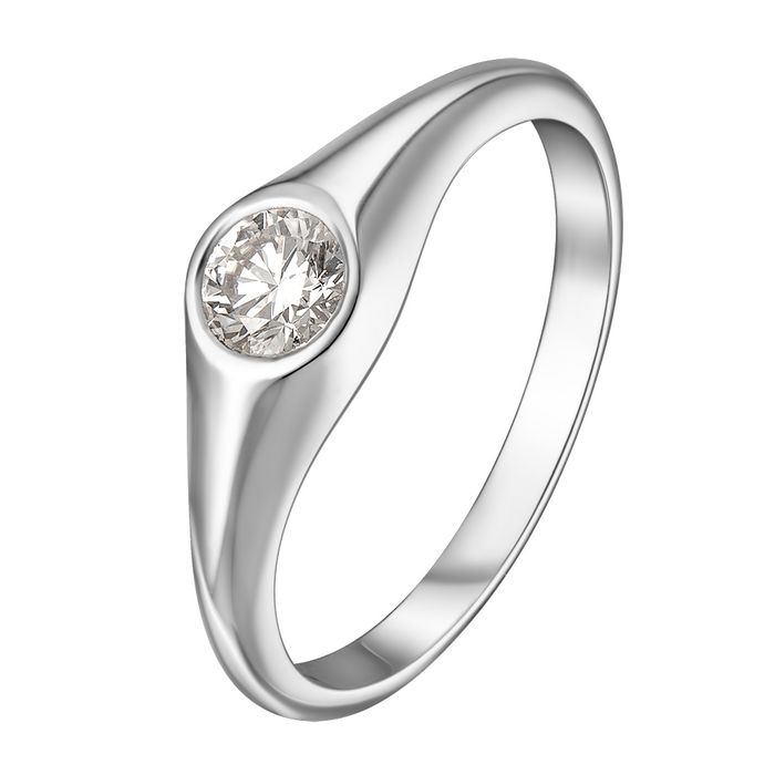 Каблучка Sova із білого золота з діамантом