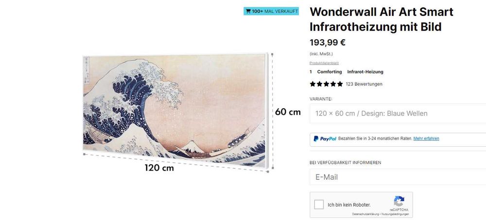 Инфракрасный обогреватель-картина Волны KLARSTEIN Wonderwall air art