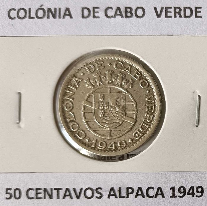 Moeda 50 Centavos Alpaca 1949 da Ex Colónia Portuguesa De Cabo Verde