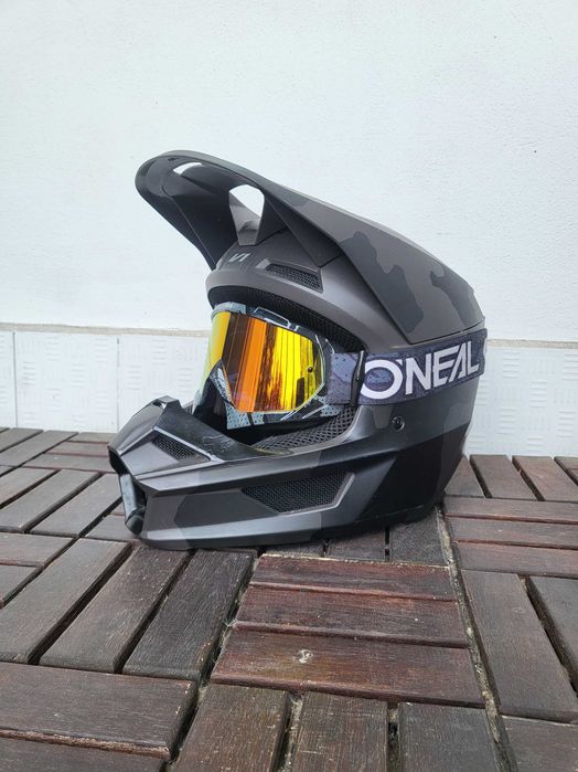 Kask motocyklowy FOX V1 Camo L + gogle O'Neal