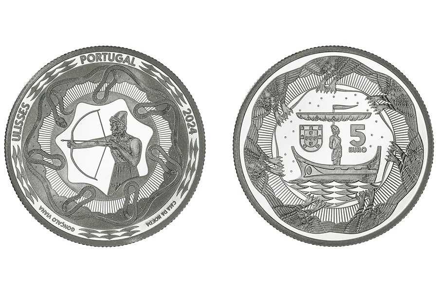 Moeda comemorativa 5 euros Ulisses Heróis Criaturas Mitologia 2024 NOV