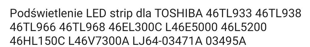 Podświetlenie Led Thosiba 46TL933