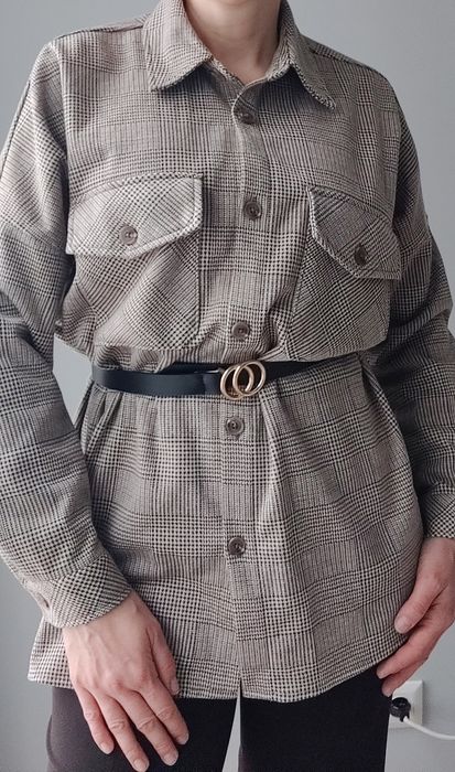 Тепла картата сорочка. Коричнева рубашка в клітинку. S-M