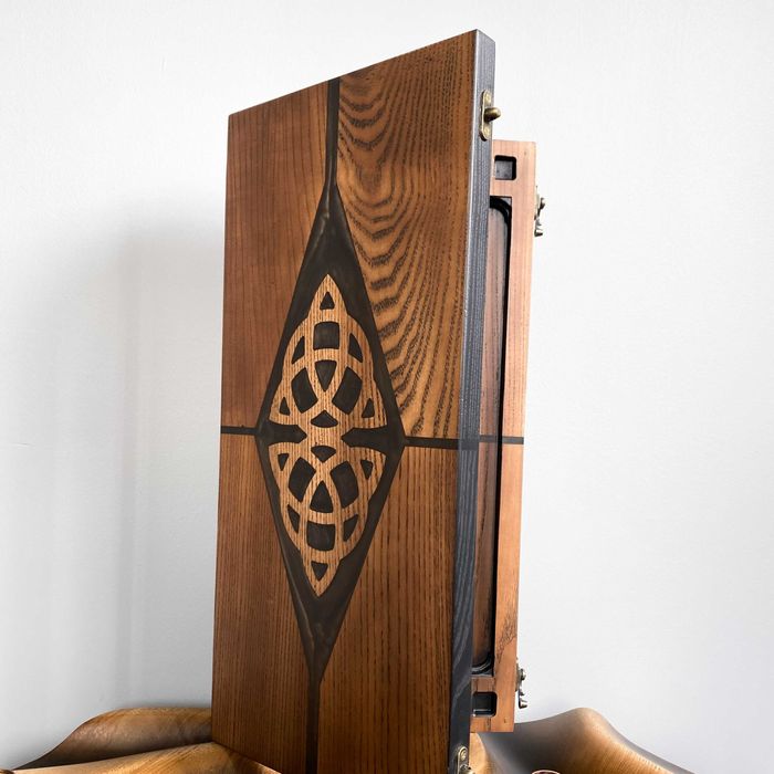 Нарди з дерева та епоксидної смоли, візерунок кельти НА ПОДАРУНОК ЗСУ