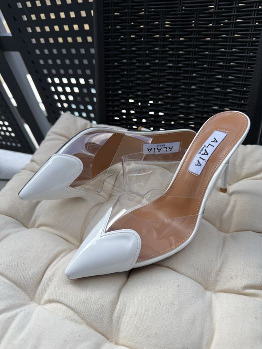 Туфлі-мюлі Alaïa Heart Алая прозорі, сердечко, білі і чорні, 36 розмір