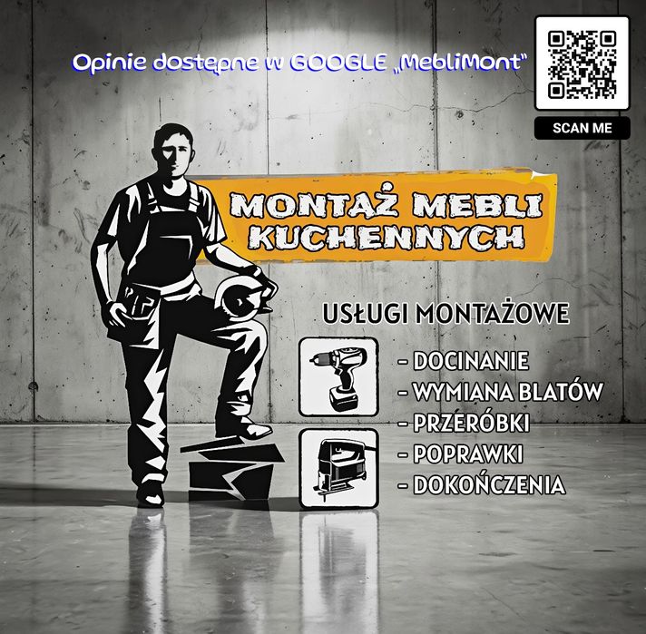 Montaż mebli kuchennych⤳IKEA⫻LEROY⫻CASTORAMA…⤳wymiana⫻docinanie blatów