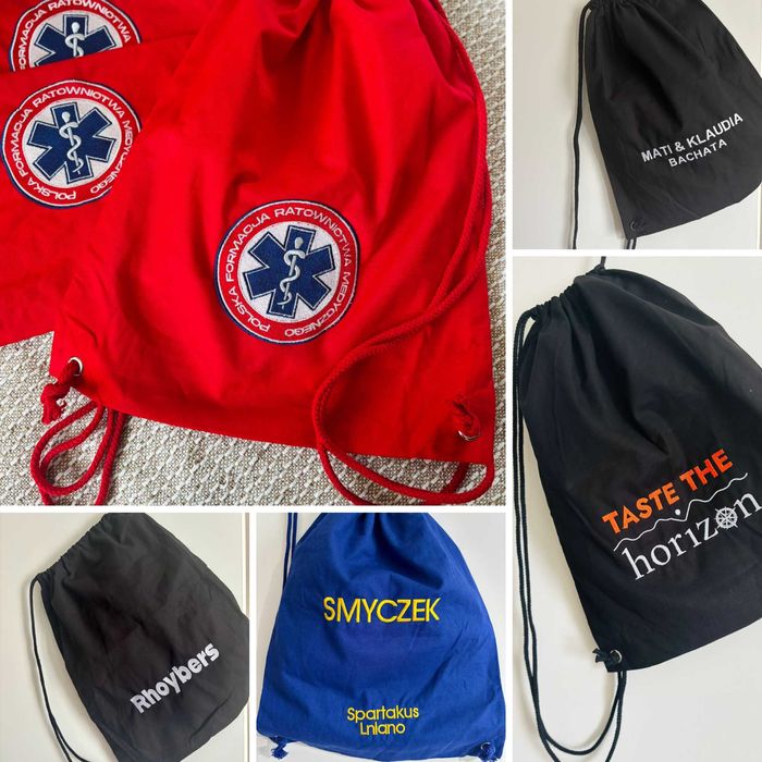 Plecak worek workoplecak szkolny sportowy haft nadruk LOGO FIRMY 10szt