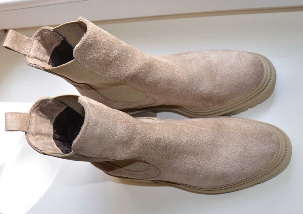 Замшевые бежевые челси Marco O'Polo 37 женские ботинки  замша