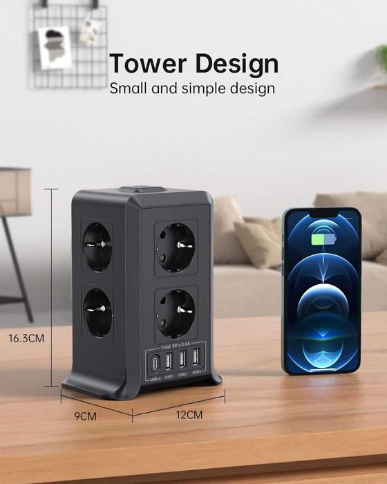 Tomada vertical eléctrica extensão vertical torre de alimentação NOVO
