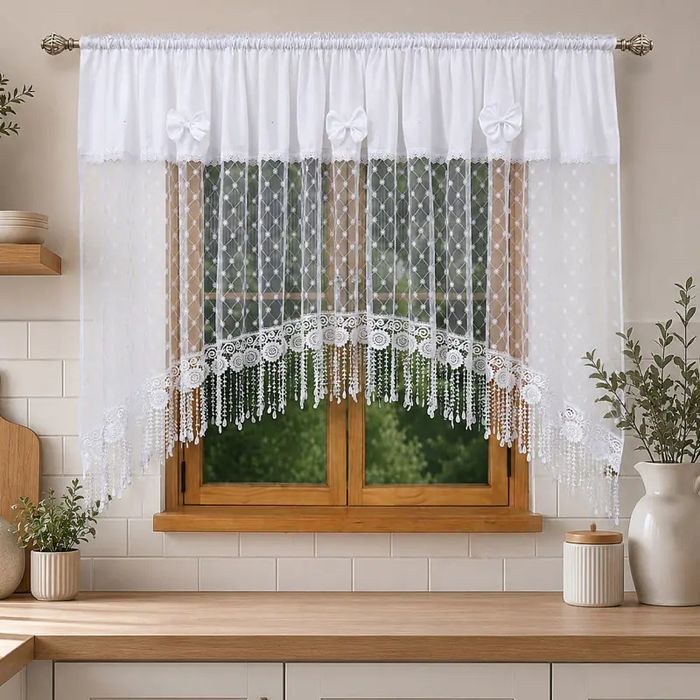 Gotowa firana 160x400 haftowana markizeta  gipiura